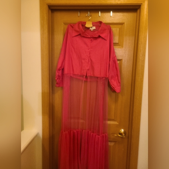 Pink Sheer Overlay Skirt - Picture 2 of 5